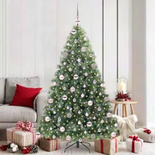   vidaXL Mű karácsonyfa 300 LED-del állvánnyal Zöld 180 cm PE és PVC