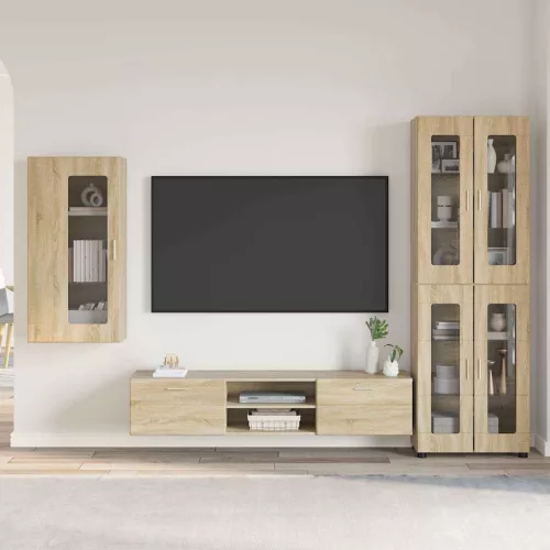 vidaXL TV szekrény garnitúra fiókkal polcokkal Sonoma tölgy Faanyag