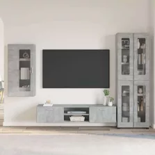   vidaXL TV szekrény garnitúra fiókkal polcokkal Beton Szürke Faanyag