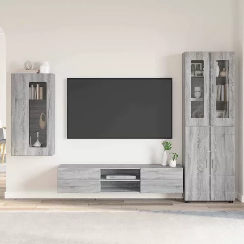 vidaXL TV szekrény garnitúra fiókkal polcokkal Szürke Sonoma Faanyag