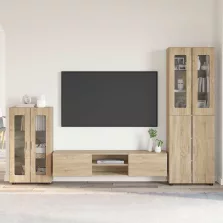   vidaXL TV szekrény garnitúra fiókkal polcokkal Sonoma tölgy Faanyag