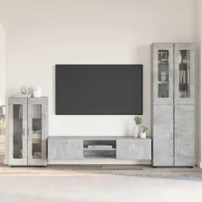   vidaXL TV szekrény garnitúra fiókkal polcokkal Beton Szürke Faanyag