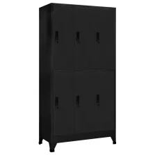 vidaXL fekete acél zárható szekrény 90 x 45 x 180 cm
