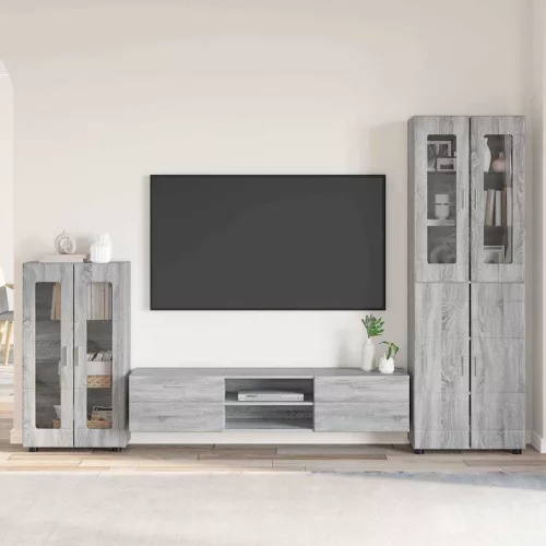 vidaXL TV szekrény garnitúra fiókkal polcokkal Szürke Sonoma Faanyag