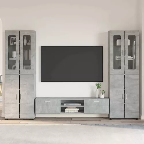 vidaXL TV szekrény garnitúra fiókkal polcokkal Beton Szürke Faanyag