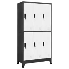   vidaXL antracitszürke-fehér acél zárható szekrény 90 x 45 x 180 cm