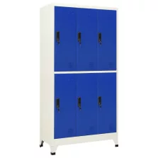   vidaXL szürke-kék acél zárható szekrény 90 x 45 x 180 cm