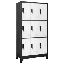   vidaXL antracitszürke-fehér acél zárható szekrény 90 x 45 x 180 cm