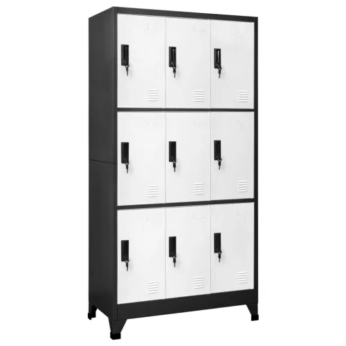 vidaXL antracitszürke-fehér acél zárható szekrény 90 x 45 x 180 cm