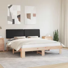   vidaXL Ágykeret Kárpitozott Fejtámlával Fekete 180 x 200 cm