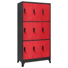   vidaXL antracitszürke-piros acél zárható szekrény 90 x 45 x 180 cm