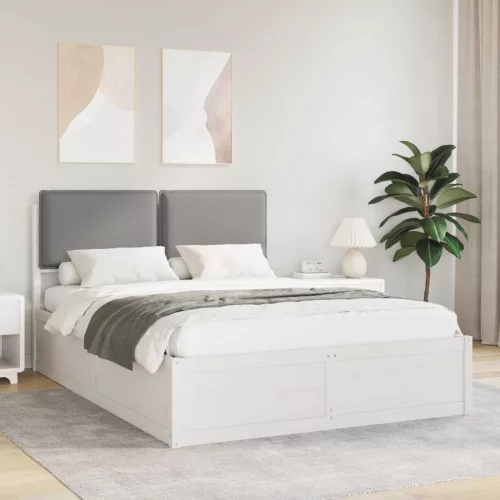 vidaXL Ágykeret Kárpitozott Fejtámlával Világosszürke 135 x 190 cm