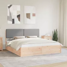   vidaXL Ágykeret Kárpitozott Fejtámlával Világosszürke 180 x 200 cm