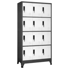   vidaXL antracitszürke-fehér acél zárható szekrény 90 x 45 x 180 cm