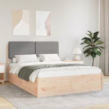   vidaXL Ágykeret Kárpitozott Fejtámlával Világosszürke 135 x 190 cm