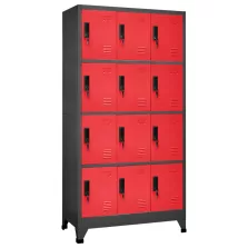   vidaXL antracitszürke-piros acél zárható szekrény 90 x 45 x 180 cm