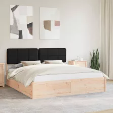   vidaXL Ágykeret Kárpitozott Fejtámlával Fekete 180 x 200 cm