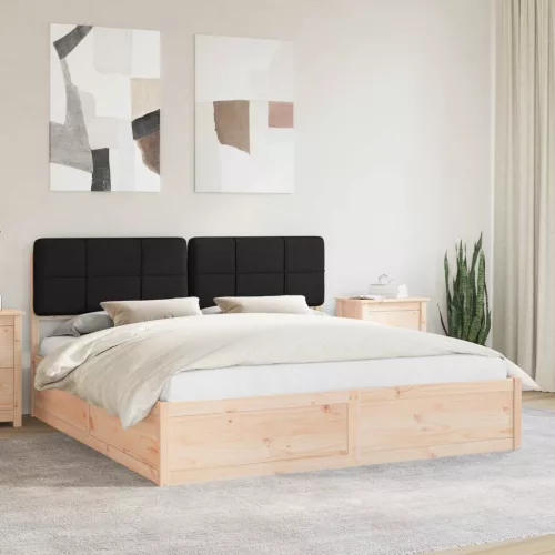 vidaXL Ágykeret Kárpitozott Fejtámlával Fekete 180 x 200 cm