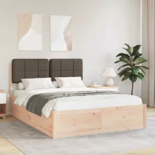   vidaXL Ágykeret Kárpitozott Fejtámlával Tópszínű 135 x 190 cm