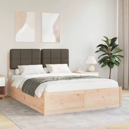 vidaXL Ágykeret Kárpitozott Fejtámlával Tópszínű 135 x 190 cm