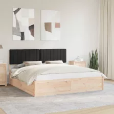   vidaXL Ágykeret Kárpitozott Fejtámlával Fekete 180 x 200 cm
