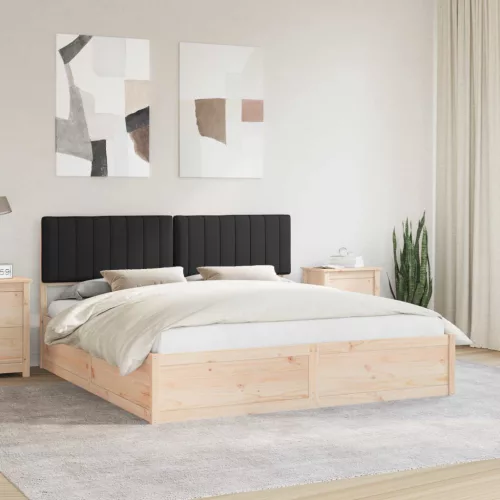 vidaXL Ágykeret Kárpitozott Fejtámlával Fekete 180 x 200 cm