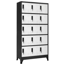   vidaXL antracitszürke és fehér acél zárható szekrény 90 x 40 x 180 cm