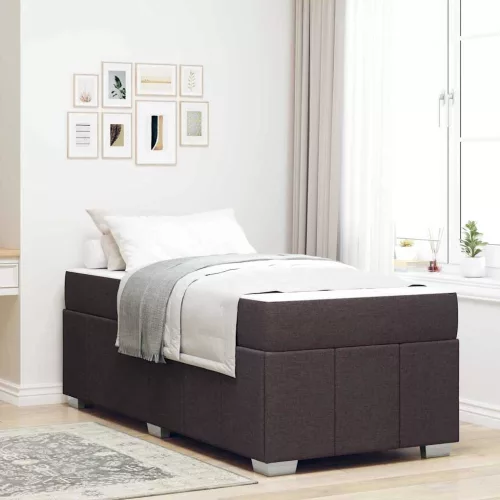 vidaXL Ágykeret matracmal Sötét Barna 100 x 200 cm szövet