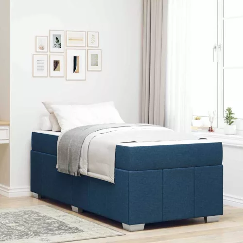 vidaXL Ágykeret matracmal Kék 100 x 200 cm szövet