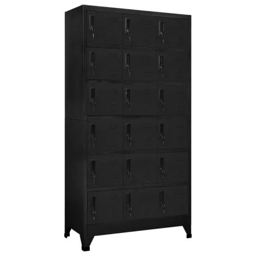 vidaXL fekete acél zárható szekrény 90 x 40 x 180 cm