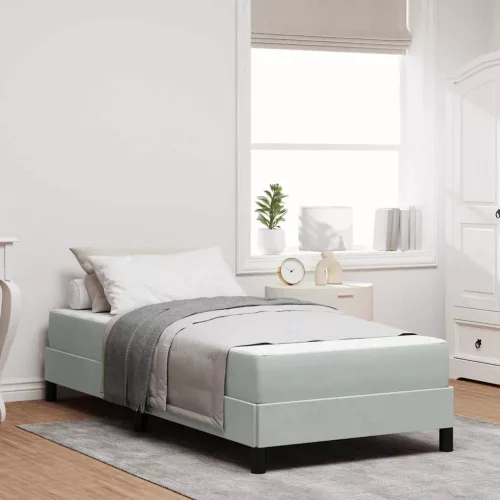 vidaXL Boxrugós ágy matracmal Világosszürke 90 x 210 cm szövet
