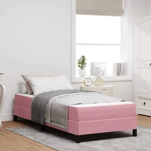 vidaXL Boxrugós ágy matracmal Rózsaszín 90 x 210 cm szövet