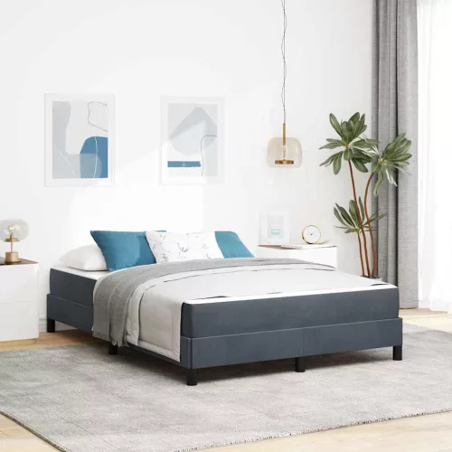 vidaXL Boxrugós ágy matracmal Sötétszürke 140 x 220 cm szövet