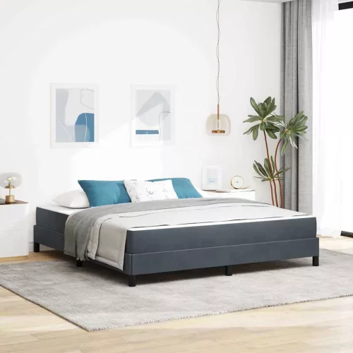 vidaXL Boxrugós ágy matracmal Sötétszürke 180 x 220 cm szövet