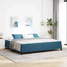   vidaXL Boxrugós ágy matracmal Sötét kék 200 x 220 cm szövet