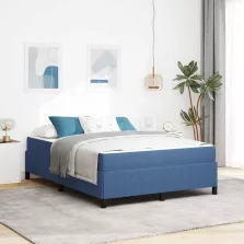 vidaXL Ágykeret matracmal Kék 160 x 200 cm szövet