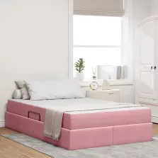   vidaXL Ágy tárolóval és matraccal Rózsaszín 120 x 200 cm Bársony