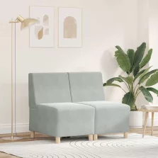   vidaXL Karfa Nélküli Modularis Kanapé Egység 2 pcs Világosszürke