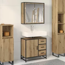   vidaXL Fürdőszoba bútor szett fiókkal 2 pcs Artisan tölgy Faanyag