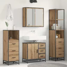   vidaXL Fürdőszoba bútor szett fiókkal 4 pcs Artisan tölgy Faanyag