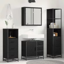   vidaXL Fürdőszoba bútor szett fiókkal 4 pcs Fekete tölgy Faanyag