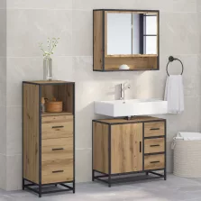   vidaXL Fürdőszoba bútor szett fiókkal 3 pcs Artisan tölgy Faanyag