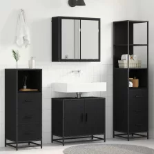   vidaXL Fürdőszoba bútor szett fiókkal 4 pcs Fekete tölgy Faanyag