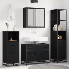   vidaXL Fürdőszoba bútor szett fiókkal 3 pcs Fekete tölgy Faanyag