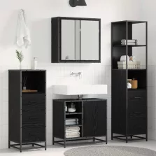   vidaXL Fürdőszoba bútor szett fiókkal 3 pcs Fekete tölgy Faanyag