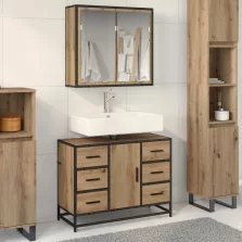   vidaXL Fürdőszoba bútor szett fiókkal 2 pcs Artisan tölgy Faanyag