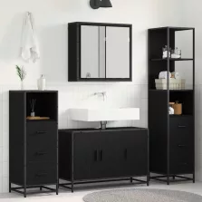   vidaXL Fürdőszoba bútor szett fiókkal 3 pcs Fekete tölgy Faanyag