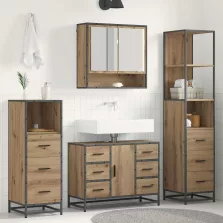   vidaXL Fürdőszoba bútor szett fiókkal 4 pcs Artisan tölgy Faanyag