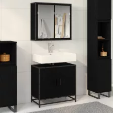   vidaXL Fürdőszoba bútor szett polcokkal 2 pcs Fekete tölgy Faanyag