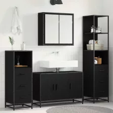   vidaXL Fürdőszoba bútor szett fiókkal 4 pcs Fekete tölgy Faanyag